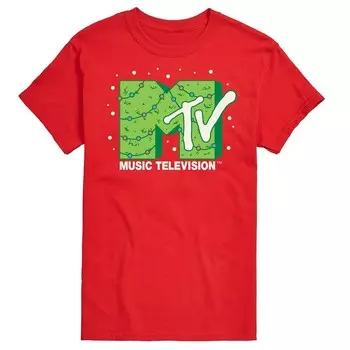 Мужская футболка с графическим логотипом MTV Christmas Tree Licensed Character, красный