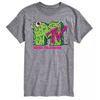 Мужская футболка с графическим логотипом MTV Slime Licensed Character, серый