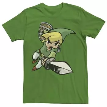 Мужская футболка с графическим логотипом Nintendo Legend Of Zelda Link Action Pose Licensed Character
