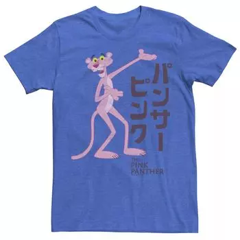 Мужская футболка с графическим логотипом Pink Panther Kanji Portrait Licensed Character