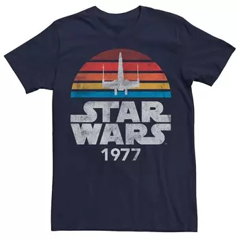 Мужская футболка с графическим логотипом Star Wars 1977 Rainbow Sun Licensed Character, темно-синий