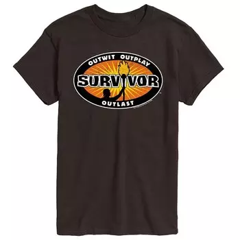 Мужская футболка с графическим логотипом Survivor Licensed Character, коричневый