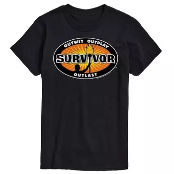 Мужская футболка с графическим логотипом Survivor Licensed Character, черный