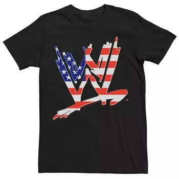 Мужская футболка с графическим логотипом WWE USA и логотипом WWE Licensed Character, черный