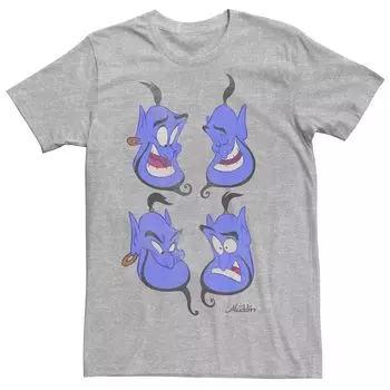 Мужская футболка с графическим плакатом Disney Aladdin Genie Faces Licensed Character