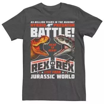 Мужская футболка с графическим плакатом «Мир Юрского периода T-Rex VS I-Rex Battle» Licensed Character