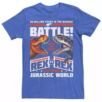 Мужская футболка с графическим плакатом «Мир Юрского периода T-Rex VS I-Rex Battle» Licensed Character