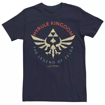 Мужская футболка с графическим плакатом Nintendo Legend Of Zelda Hyrule Kingdom Tri Force Licensed Character, синий