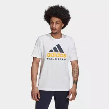 Мужская футболка с графическим принтом Adidas Soccer Real Madrid DNA, белый