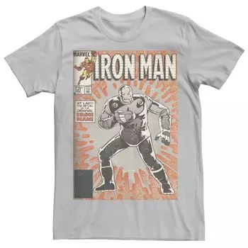Мужская футболка с графическим принтом Avengers Iron Man Return Of The Original Comic Cover Marvel, серебристый