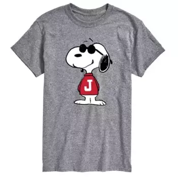 Мужская футболка с графическим принтом Peanuts Joe Cool Pose Licensed Character, серый