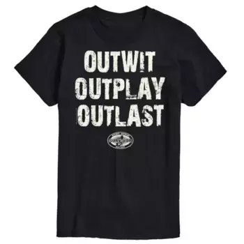 Мужская футболка с графическим принтом Survivor Outwit Outplay Outlast Licensed Character, черный
