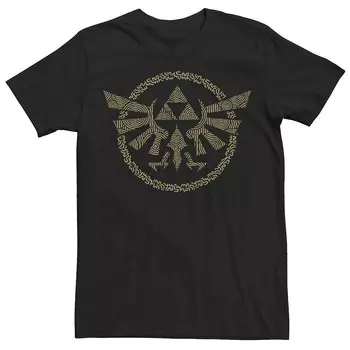 Мужская футболка с графическим принтом The Legend of Zelda Ancient Golden Hyrule Crest Licensed Character, черный