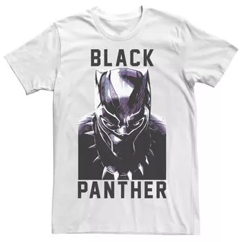 Мужская футболка с графическим рисунком Black Panther Avengers Stare Collegiate Marvel, белый