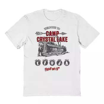 Мужская футболка с графическим рисунком Camp Crystal Lake Licensed Character, белый