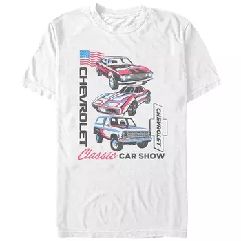Мужская футболка с графическим рисунком Chevrolet Classic Car Show Licensed Character, белый