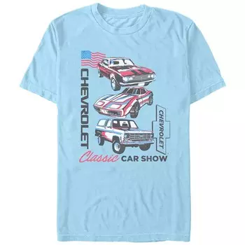 Мужская футболка с графическим рисунком Chevrolet Classic Car Show Licensed Character, цвет Light Blue