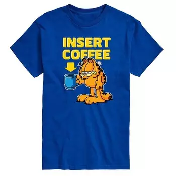 Мужская футболка с графическим рисунком Garfield Coffee Licensed Character, синий