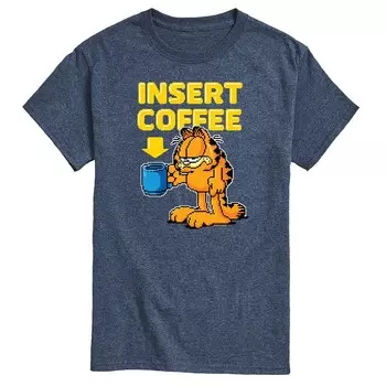 Мужская футболка с графическим рисунком Garfield Coffee Licensed Character, цвет Heather Blue