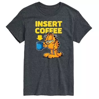 Мужская футболка с графическим рисунком Garfield Coffee Licensed Character, цвет Heather Charcoal