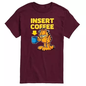 Мужская футболка с графическим рисунком Garfield Coffee Licensed Character, цвет Maroon