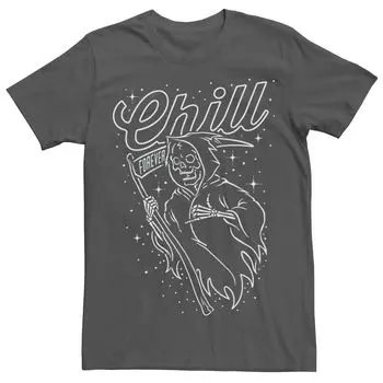 Мужская футболка с графическим рисунком Grim Reaper Chill Line Art Портрет Licensed Character