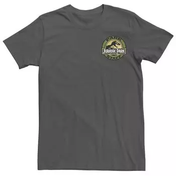 Мужская футболка с графическим рисунком и логотипом Jurassic Park Staff с карманной нашивкой Licensed Character
