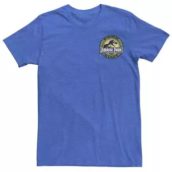 Мужская футболка с графическим рисунком и логотипом Jurassic Park Staff с карманной нашивкой Licensed Character