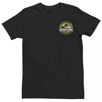 Мужская футболка с графическим рисунком и логотипом Jurassic Park Staff с карманной нашивкой Licensed Character, черный