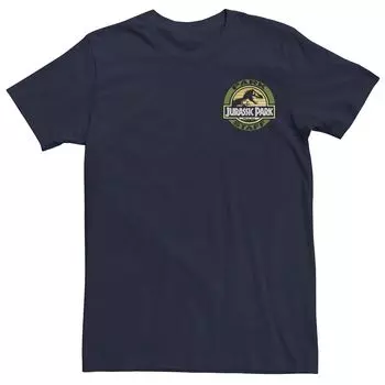 Мужская футболка с графическим рисунком и логотипом Jurassic Park Staff с карманной нашивкой Licensed Character, синий