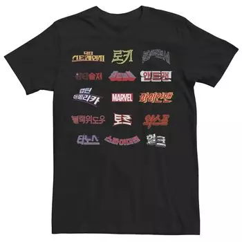 Мужская футболка с графическим рисунком и текстовыми логотипами Hangul с названиями фильмов Marvel