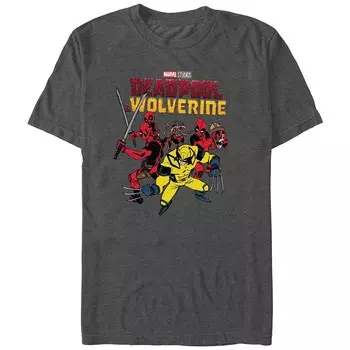 Мужская футболка с графическим рисунком Marvel Deadpool And Wolverine Deadpool Family Outing, цвет Charcoal Heather