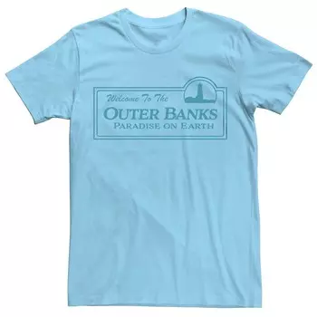 Мужская футболка с графическим рисунком Outer Banks Welcome Sign Licensed Character, цвет Light Blue