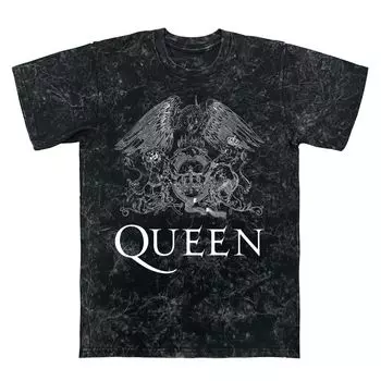 Мужская футболка с графическим рисунком Queen Crest и логотипом, минеральная стирка Licensed Character