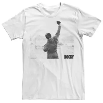 Мужская футболка с графическим рисунком Rocky Fist, серая шкала, постер фильма Licensed Character, белый