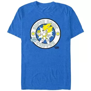 Мужская футболка с графическим рисунком Sonic The Hedgehog Super Sonic Coffee Licensed Character, цвет Royal Heather