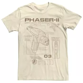 Мужская футболка с графическим рисунком Star Trek Discovery Phaser-II Schematics Licensed Character