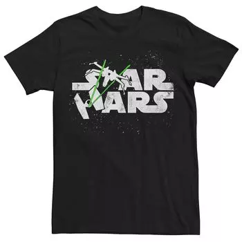 Мужская футболка с графическим рисунком Star Wars Space Logo X-Wing Tie Fighter Licensed Character