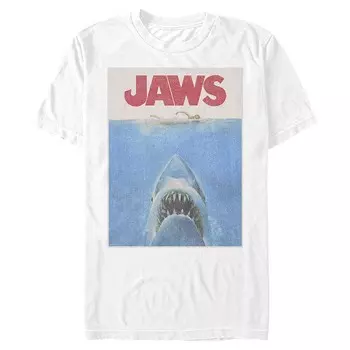 Мужская футболка с графическим рисунком в стиле ретро «Jaws» Licensed Character, белый