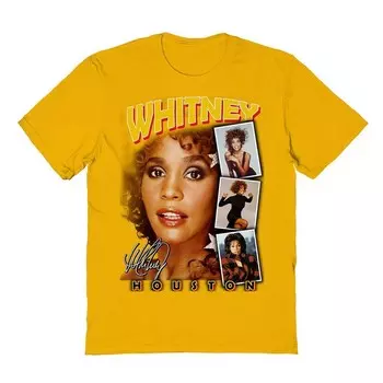 Мужская футболка с графическим рисунком Whitney Houston Photo Collage Licensed Character, золотой