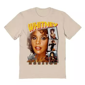 Мужская футболка с графическим рисунком Whitney Houston Photo Collage Licensed Character, песочный