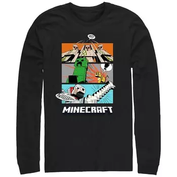 Мужская футболка с графической панелью «Сцены Minecraft» Licensed Character, черный