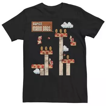 Мужская футболка с графикой Nintendo Super Mario Jump On Mushrooms Game Play Licensed Character, черный