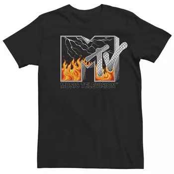 Мужская футболка с хромированным металлическим логотипом MTV Licensed Character