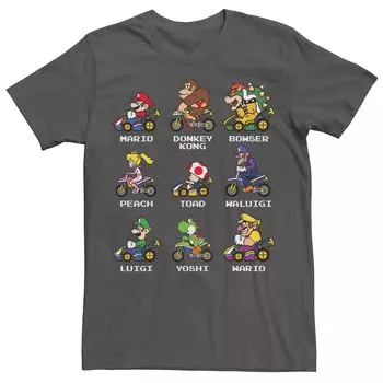 Мужская футболка с именами Nintendo Mario Kart Racers, вид сбоку Licensed Character