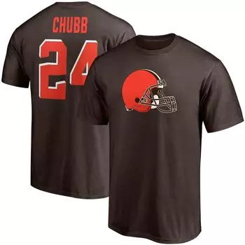 Мужская футболка с именем и номером игрока Nick Chubb Brown Cleveland Browns со значком игрока Fanatics