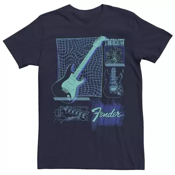 Мужская футболка с инфографическим рисунком Fender Stratocaster Licensed Character, темно-синий