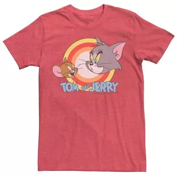 Мужская футболка с искаженным логотипом и лицами Looney Tunes Tom & Jerry Licensed Character, цвет Red Heather