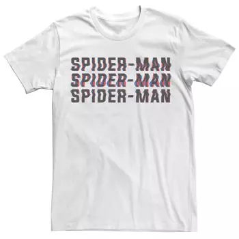 Мужская футболка с искаженным логотипом Marvel Spider-Man Word Stack Licensed Character
