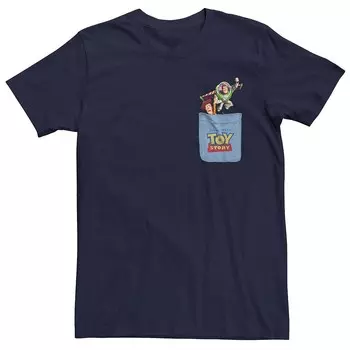 Мужская футболка с искусственным карманом Disney/Pixar's Toy Story Buzz Lightyear & Woody Licensed Character, темно-синий